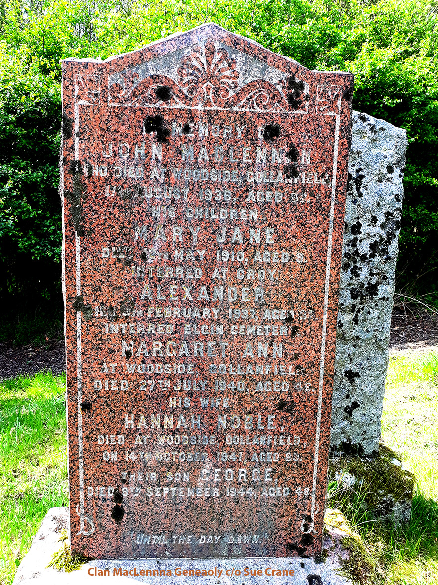 Photo of headstones/John McLennan d1938 hdstn Old Petty cem